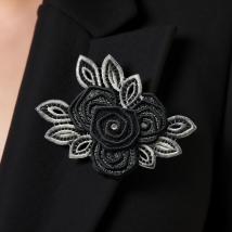 Brosche Greta - Schwarz & Multi-Grau 