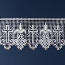 Altar-Spitze mit Kreuz und Palme - Farbe reinweiss - Breite 20 cm 