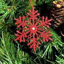 Schneekristall B - Weinrot mit Swarovski® Kristallen 