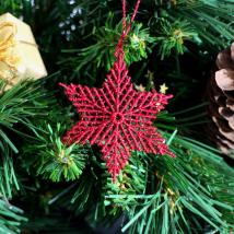 Stern klein A - weinrot mit gold-lurex 