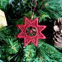 Stern klein B - weinrot mit gold-lurex 