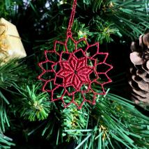 Stern klein C - weinrot mit gold-lurex 