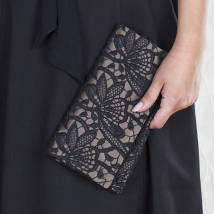 Handtasche Roxana - Schwarz auf Satin Braun 