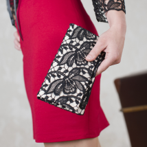 Handtasche Roxana - Schwarz auf Satin Creme 