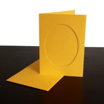 Klappkarte mit Hase aus Spitze Gelb - oval