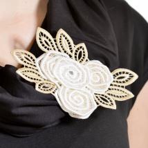 Brosche Greta - Creme & Beige 