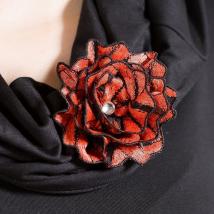 Brosche Adriana - Schwarz & Rot 