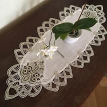 Tischläufer London - 35x72 cm oval - AL Helles Baumwoll-Leinen AL