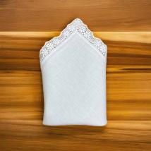 Spitzentaschentuch ST13 - Weiss - Gr. 26x26 cm - Belgisches Fein-Leinen - inkl. Karton 