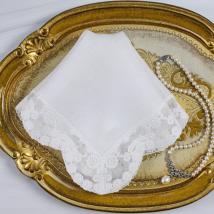 Spitzentaschentuch ST16 - Weiss - Gr. 33x33 cm - Bio-Leinen & Bio-Baumwolle - inkl. Karton 