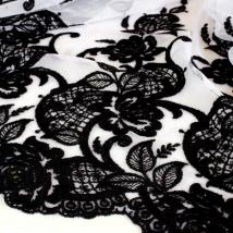 Tüll-Allover T04 in Schwarz/Weiß, 65 cm breit 