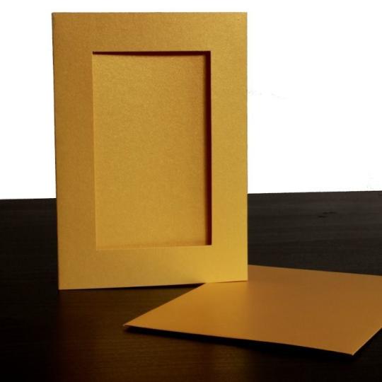 Klappkarte mit Körbchen aus Spitze Gold-Metallic (glänzend) - rechteckig