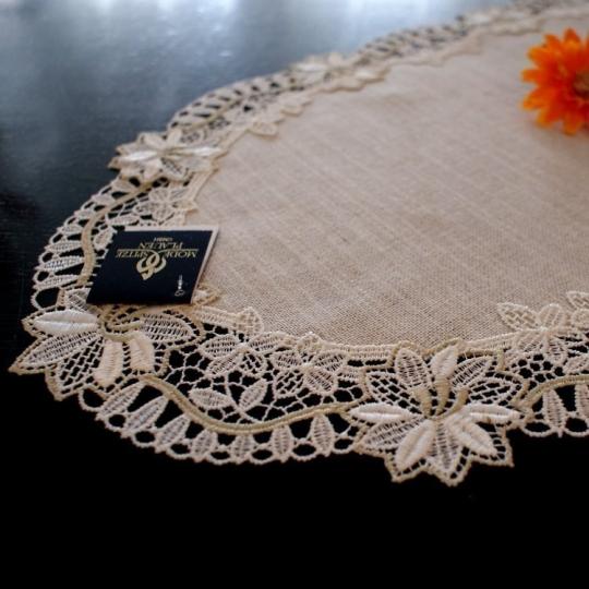Design Paris - beige - 30 x 59 cm oval Vogtlandleinen L