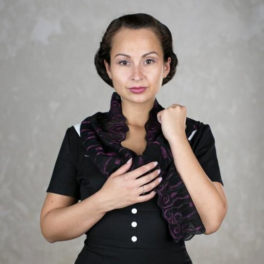 Schal Daisy - Schwarz & Lila 