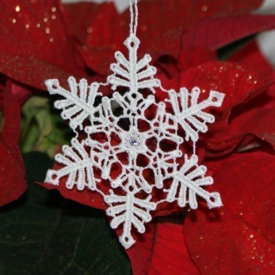 Schneekristall C - weiss mit Swarovski® Kristallen 